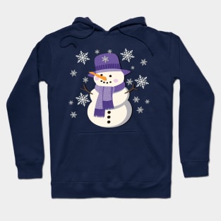 Snowman In Purple Snowflakes WInter Hoodie